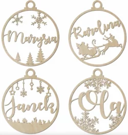 Bombka personalizowana z iminiem z drewna