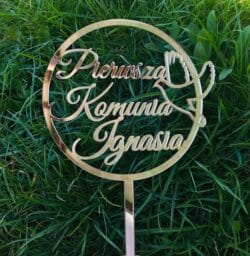 Topper na tort Pierwsza Komunia Święta z imieniem TKSPZ4