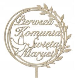 Topper na tort Pierwsza Komunia Święta z imieniem TKS1