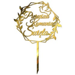 Topper na tort Złoty Pierwsza Komunia Święta TKSPZ-7A