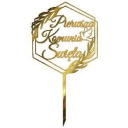 Topper na tort Złoty Pierwsza Komunia Święta TKSPZ-8A