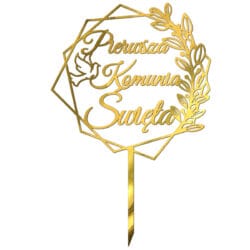 Topper na tort Złoty Pierwsza Komunia Święta TKSPZ-9A