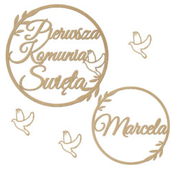 Zestaw Koło wianek girlanda baner z imieniem Komunia Święta dekoracja