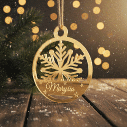 Bombka z imieniem wzór 1Z złoty. złote lustro plexi